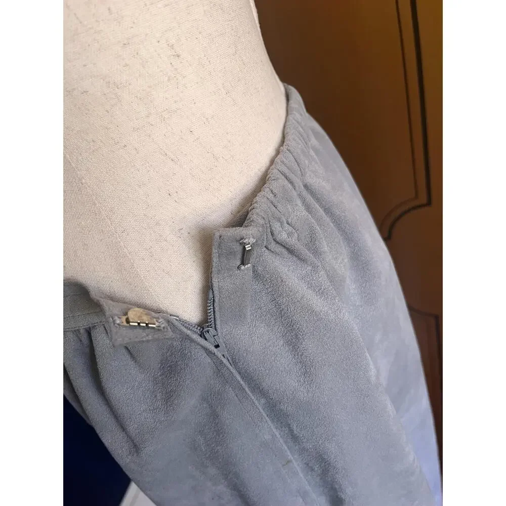 Vintage skirt suit in dove grey Ultrasuede, size 14